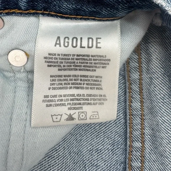 AGOLDE 90's Pinch Waist High Rise Straight Jeans in Navigate Size 24 Button Fly - Picture 14 of 16